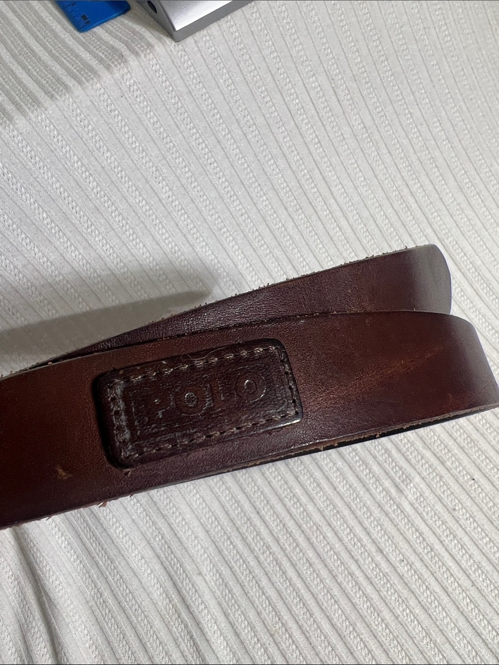 Polo by Ralph Lauren Dark Brown Leather Belt with Brass Buckle